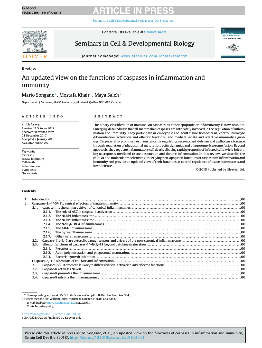 An updated view on the functions of caspases in inflammation and immunity