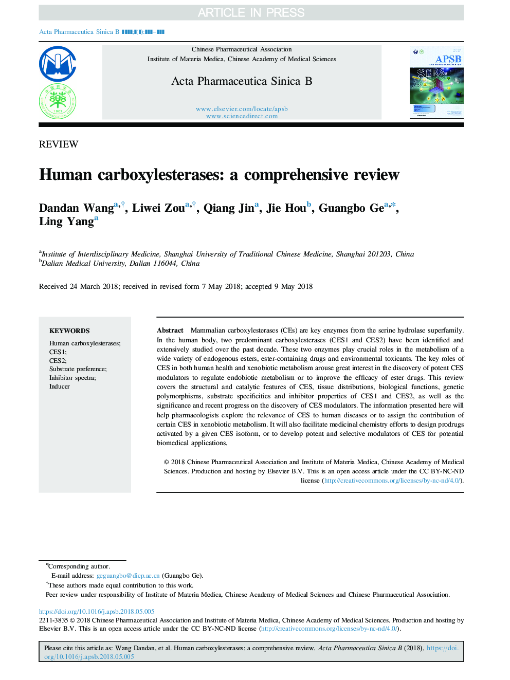 Human carboxylesterases: a comprehensive review