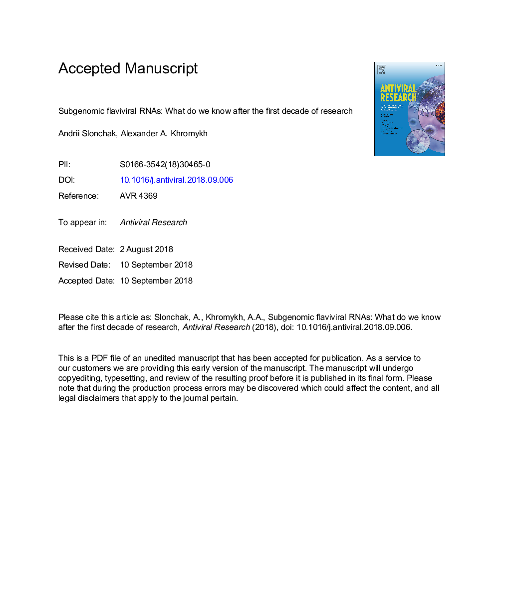 Subgenomic flaviviral RNAs: What do we know after the first decade of research