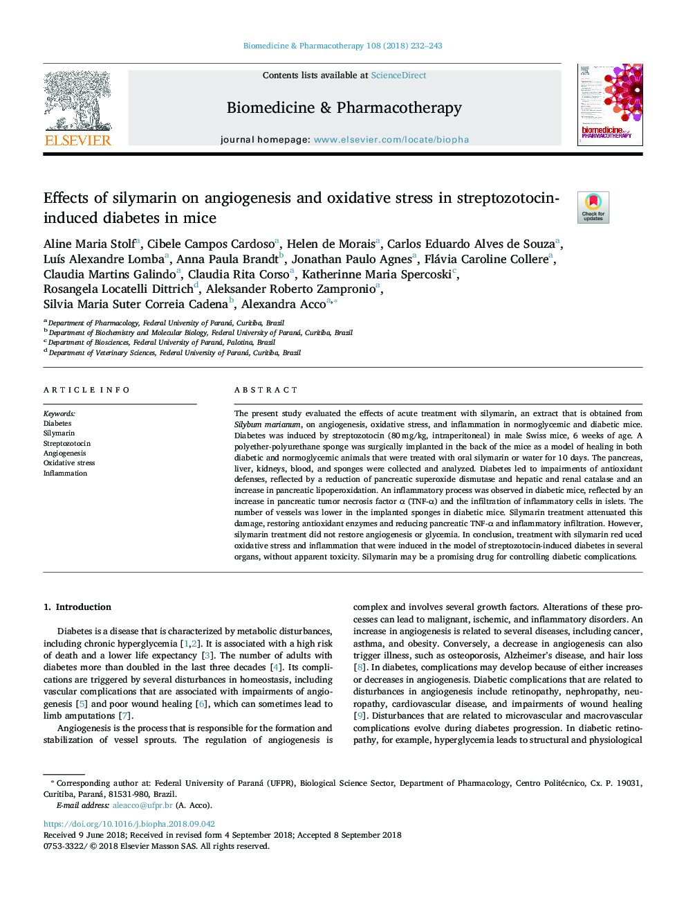 Effects of silymarin on angiogenesis and oxidative stress in streptozotocin-induced diabetes in mice