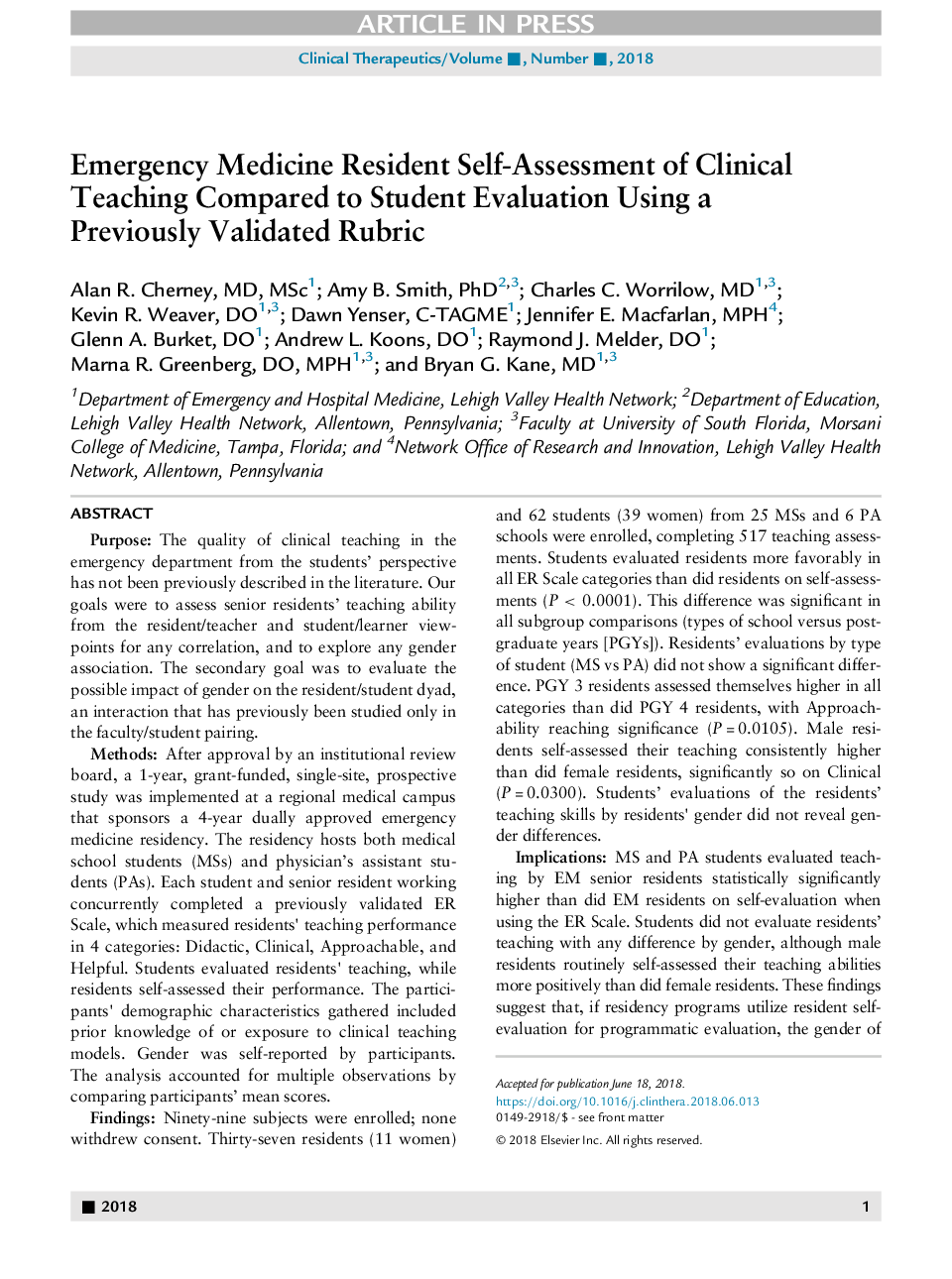 ارزیابی خود ارزیابی درمانی اورژانس از آموزش بالینی در مقایسه با ارزیابی دانش آموز با استفاده از یک پیشینه معتبر