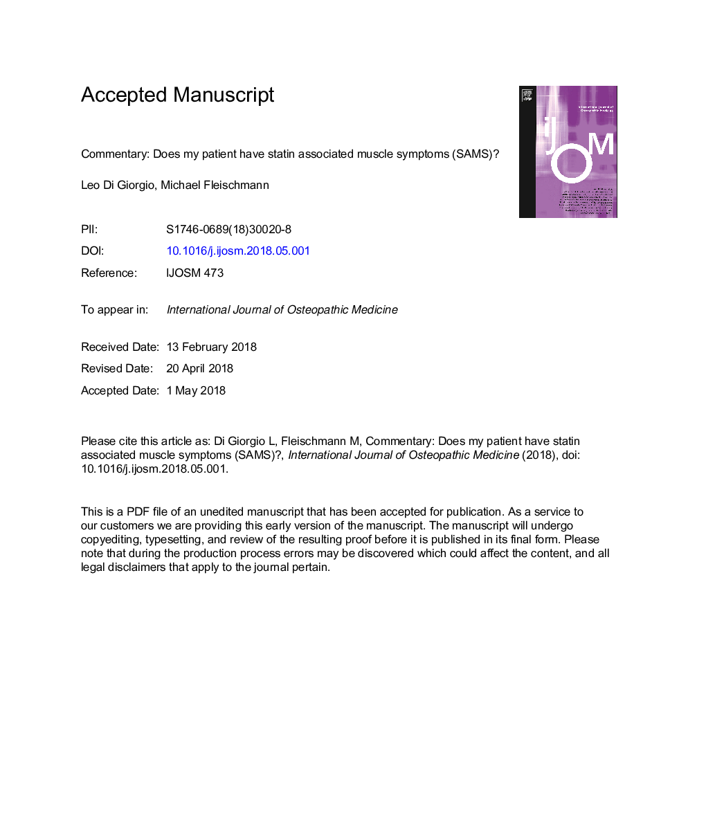 Commentary: Does my patient have statin associated muscle symptoms (SAMS)?