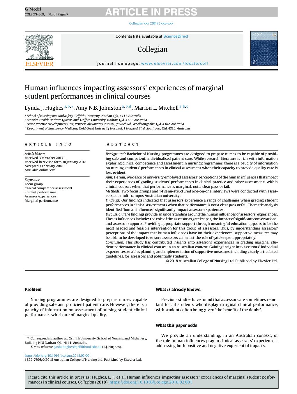 Human influences impacting assessors' experiences of marginal student performances in clinical courses