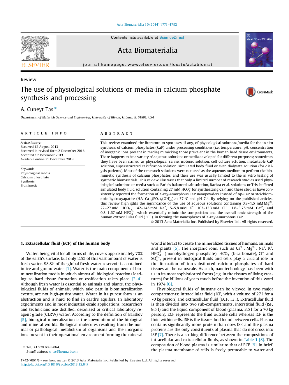 The use of physiological solutions or media in calcium phosphate synthesis and processing