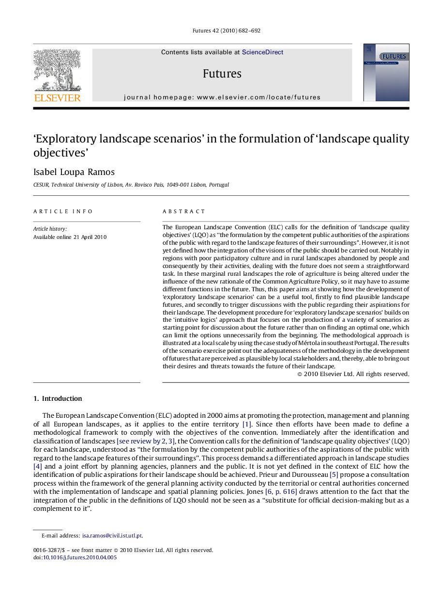 ‘Exploratory landscape scenarios’ in the formulation of ‘landscape quality objectives’