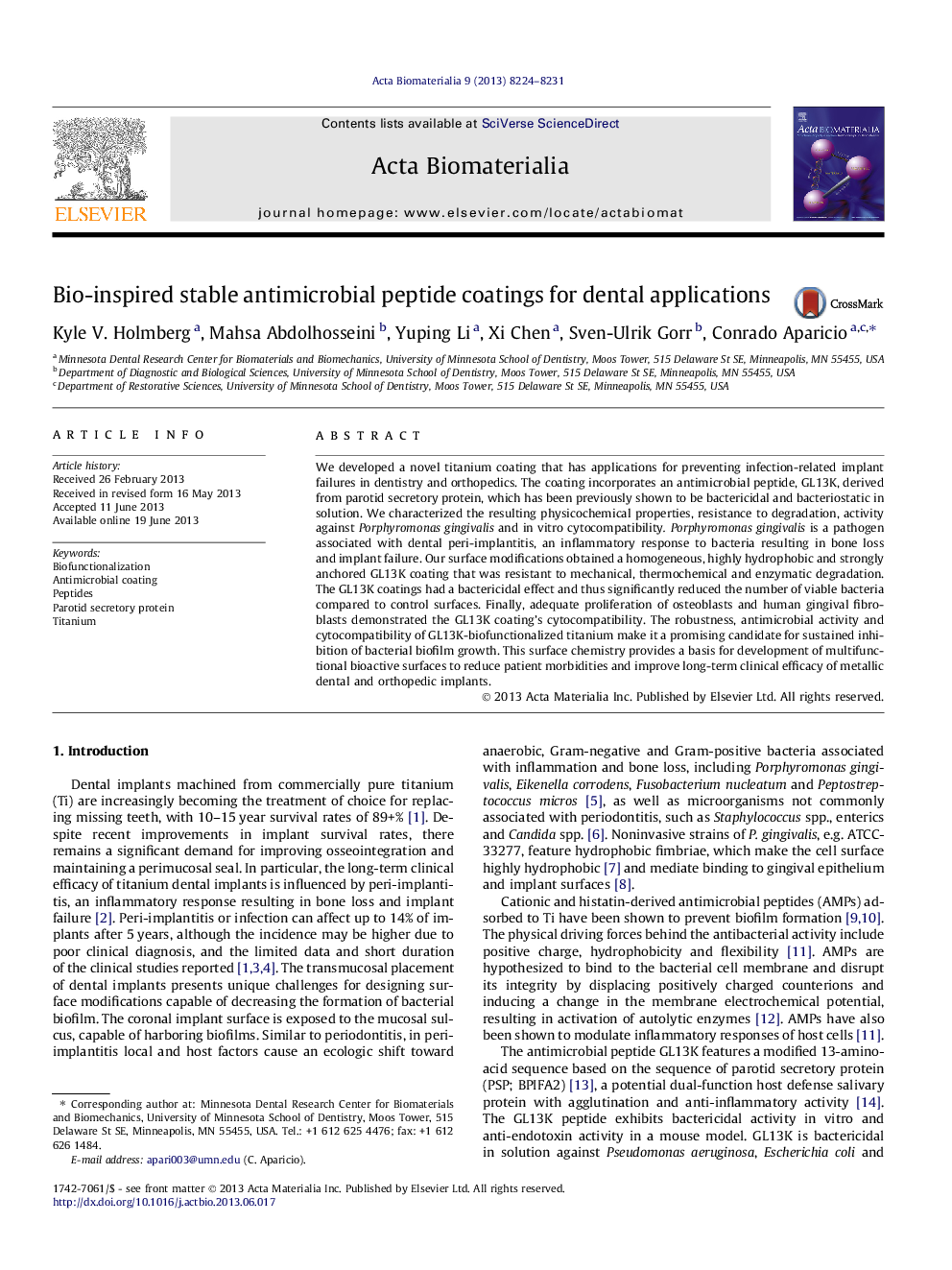 Bio-inspired stable antimicrobial peptide coatings for dental applications