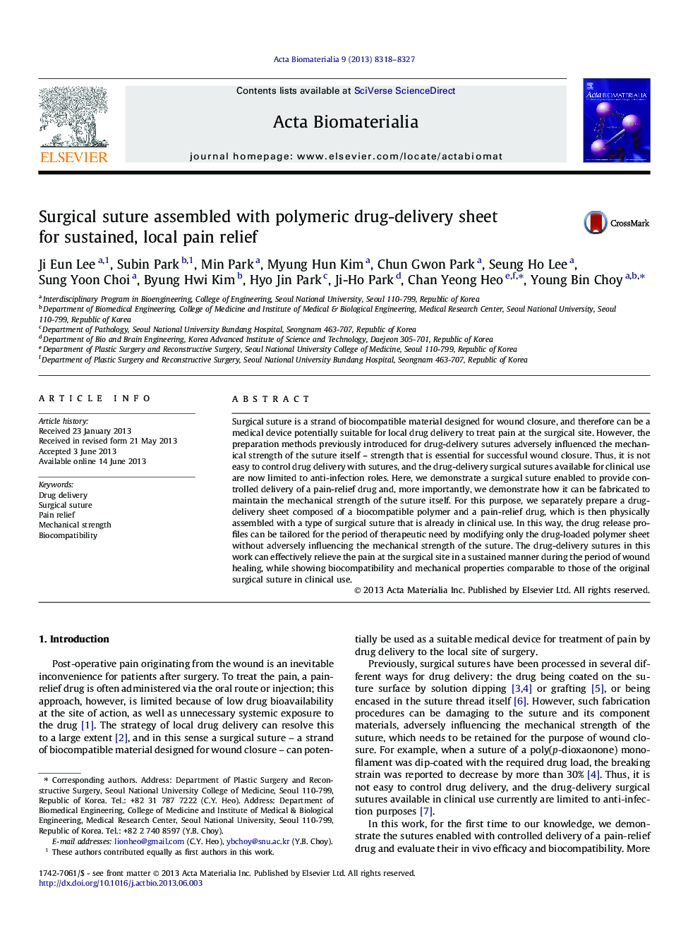 Surgical suture assembled with polymeric drug-delivery sheet for sustained, local pain relief