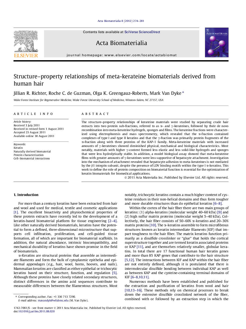 Structure-property relationships of meta-kerateine biomaterials derived from human hair