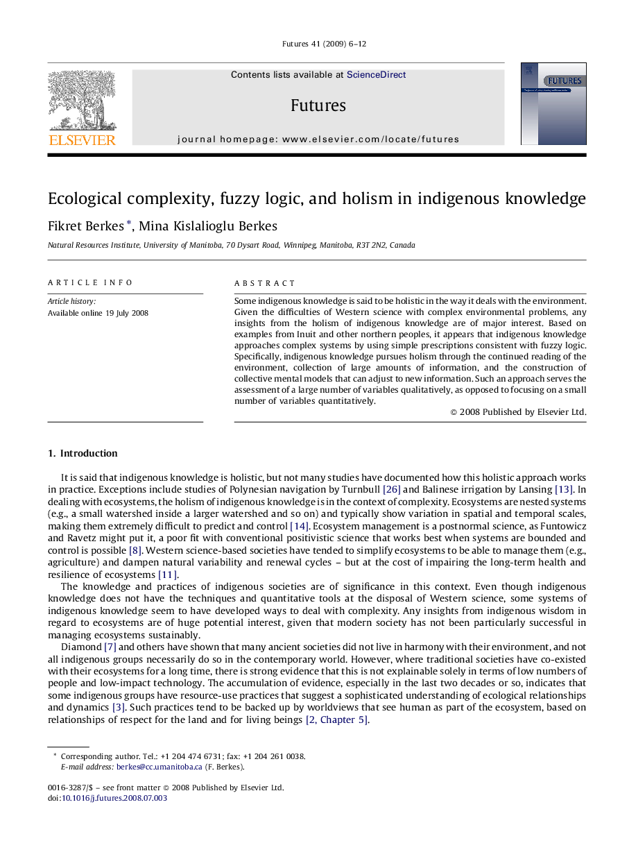 Ecological complexity, fuzzy logic, and holism in indigenous knowledge