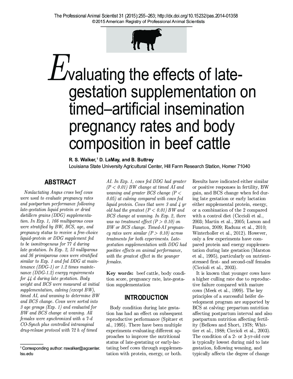 Evaluating the effects of late-gestation supplementation on timed-artificial insemination pregnancy rates and body composition in beef cattle