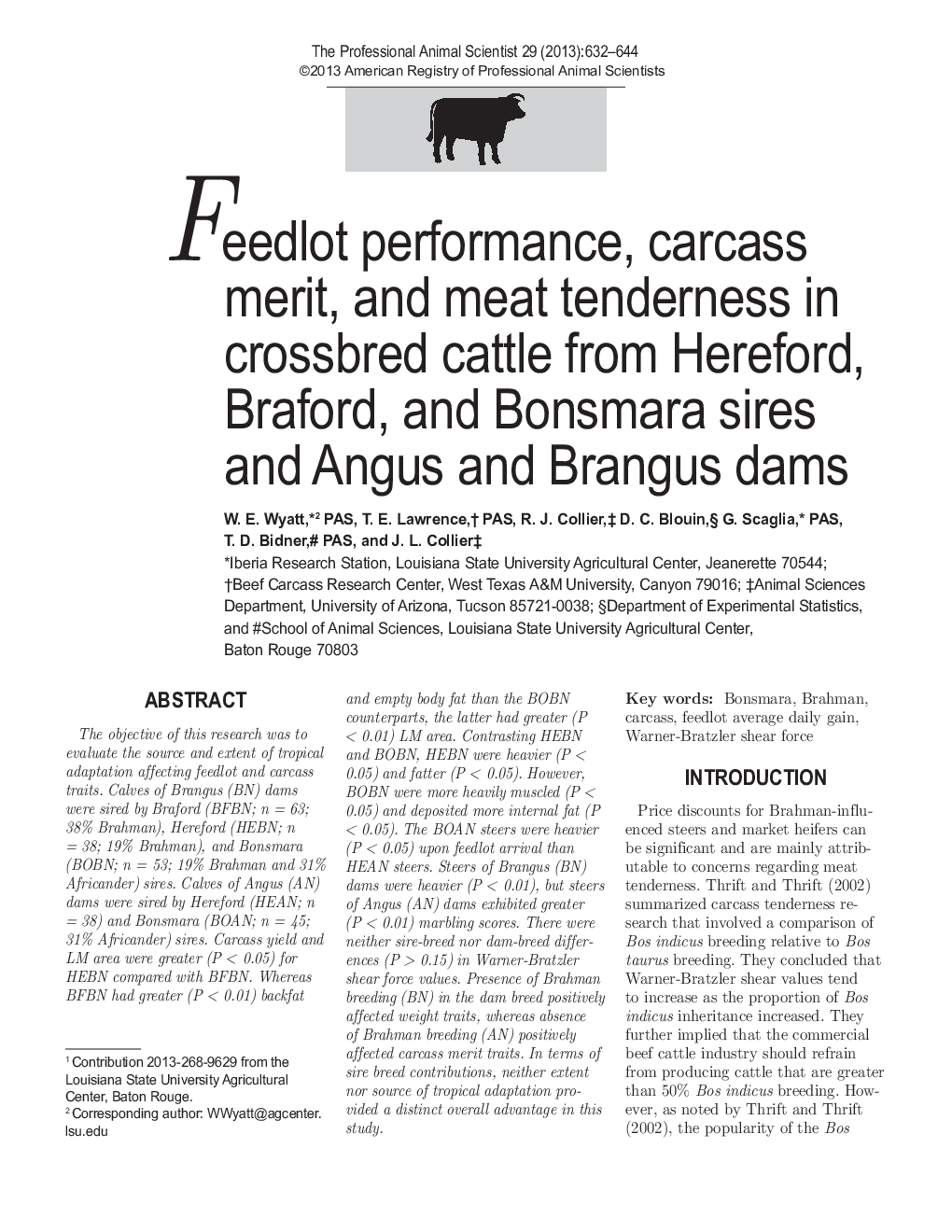 عملکرد خوراکی، شایستگی لاشه و حساسیت گوشتی در گاوهای متحرک از هلند، برافورد و بونسمارا و سدهای انجس و برنگوس 