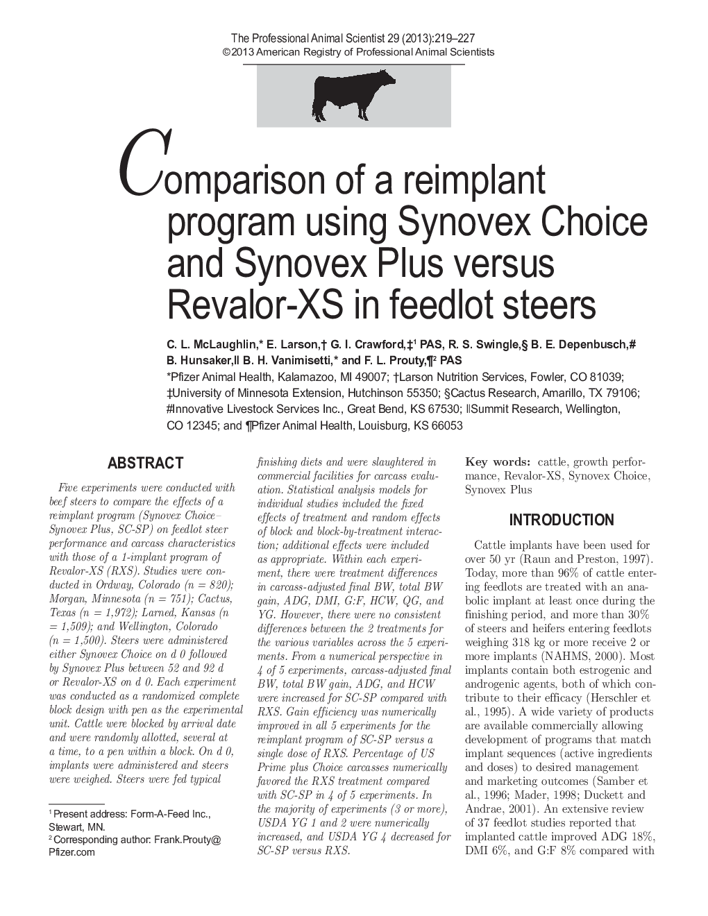 Comparison of a reimplant program using Synovex Choice and Synovex Plus versus Revalor-XS in feedlot steers