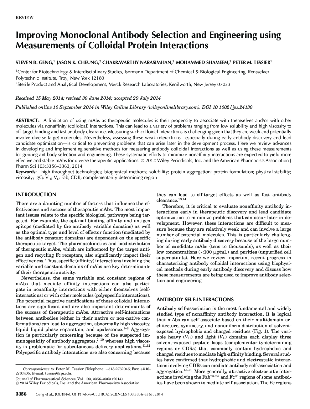 Improving Monoclonal Antibody Selection and Engineering using Measurements of Colloidal Protein Interactions