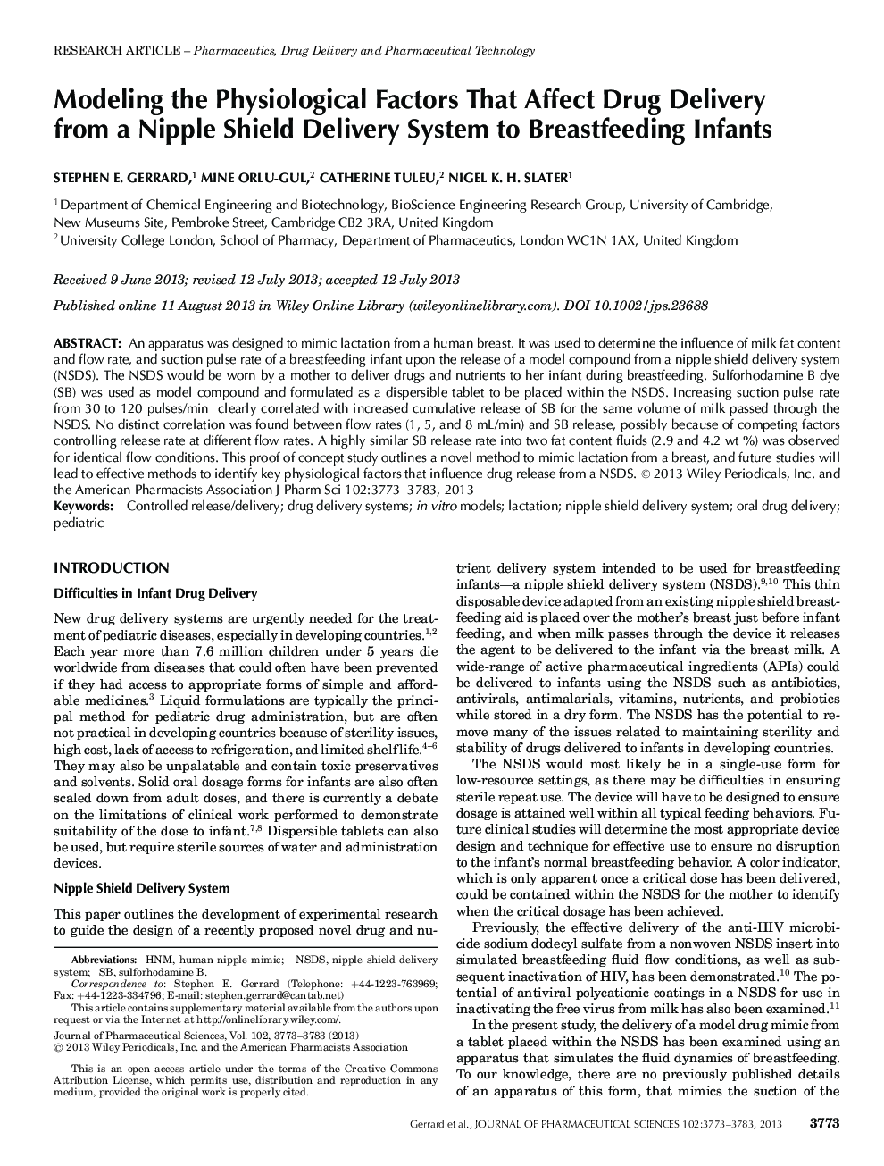 Modeling the Physiological Factors That Affect Drug Delivery from a Nipple Shield Delivery System to Breastfeeding Infants