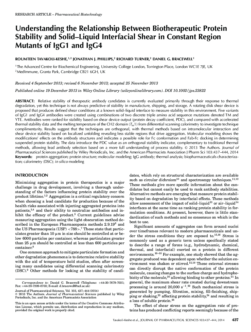 Understanding the Relationship Between Biotherapeutic Protein Stability and Solid-Liquid Interfacial Shear in Constant Region Mutants of IgG1 and IgG4