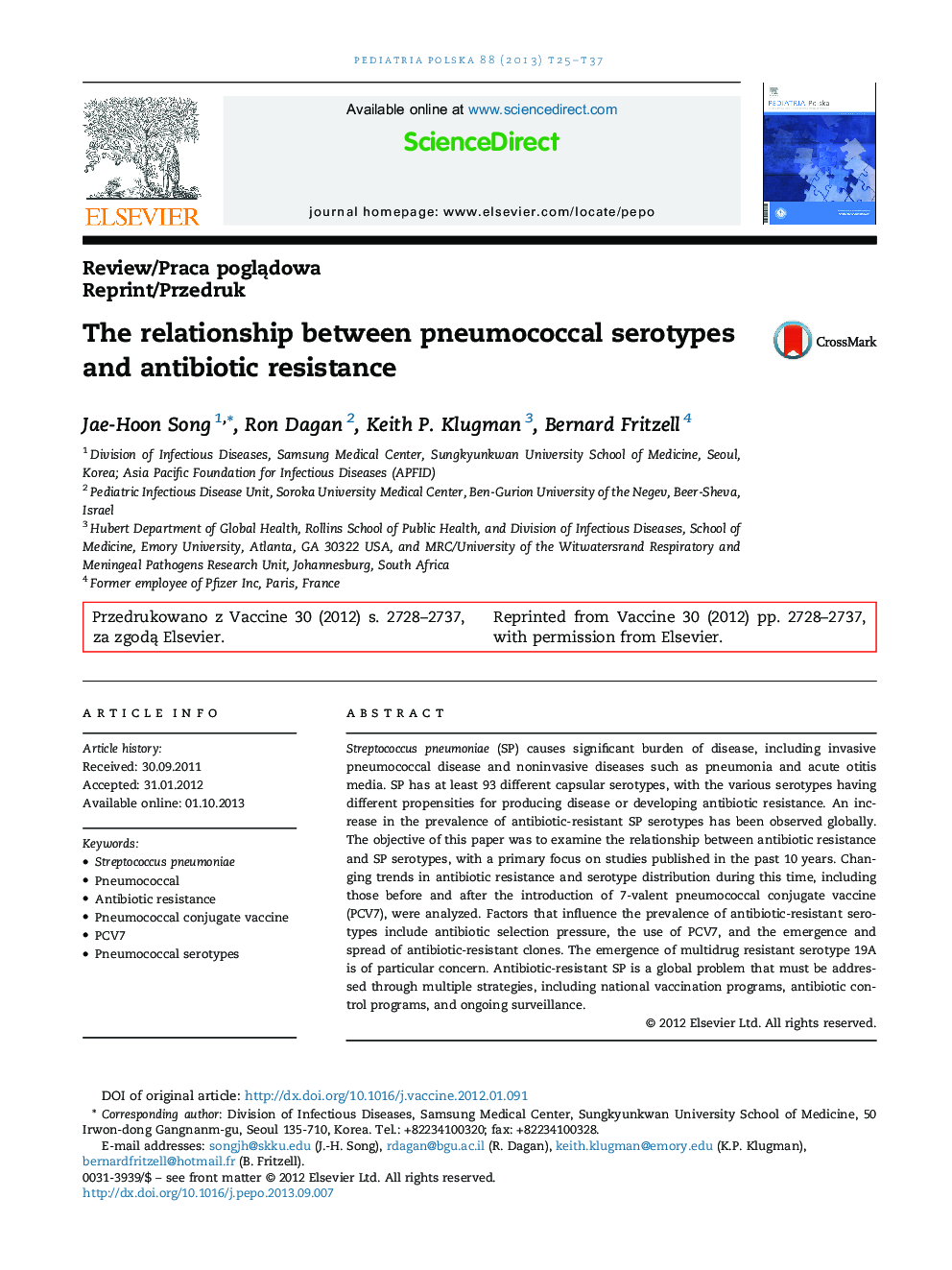 The relationship between pneumococcal serotypes and antibiotic resistance