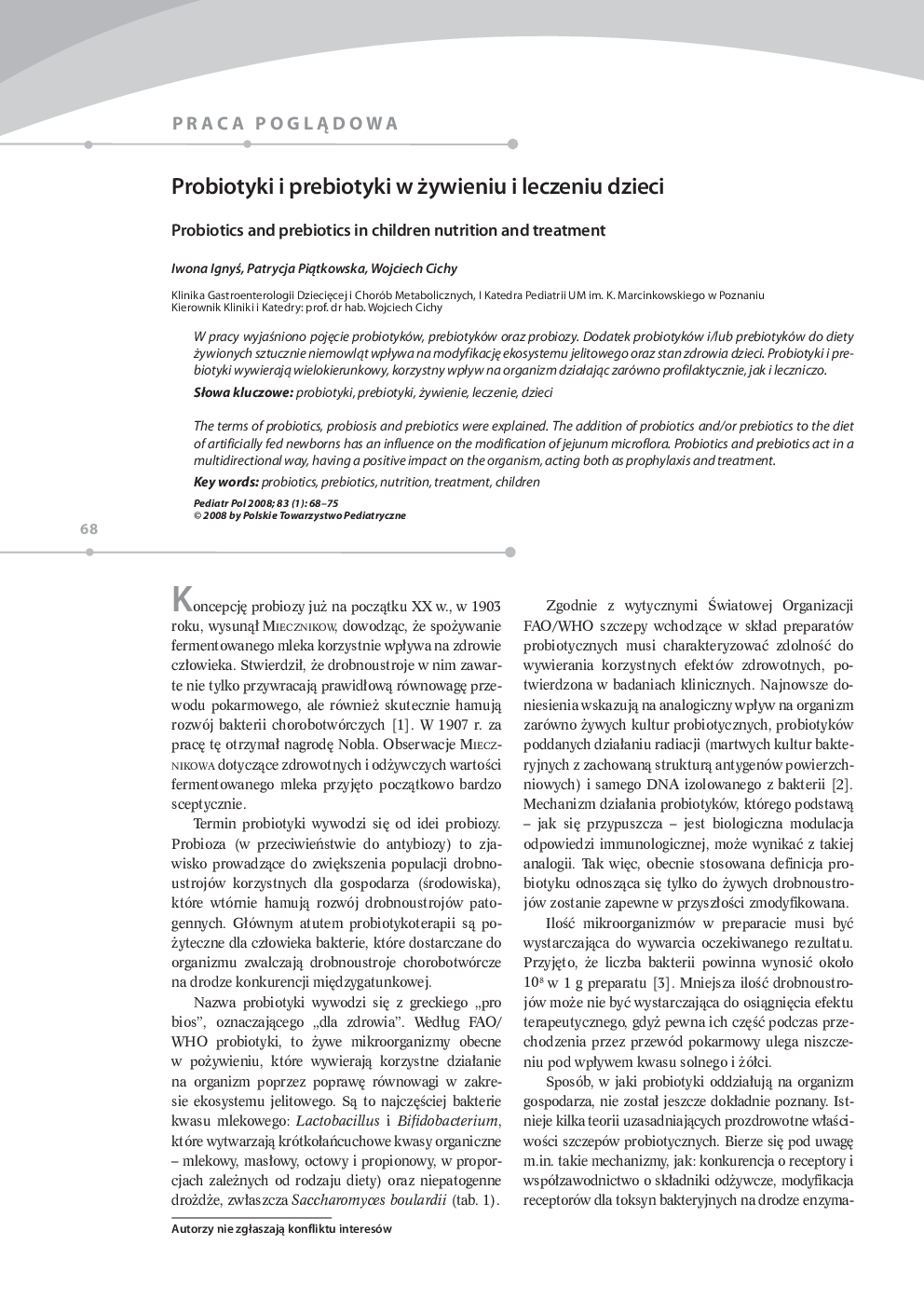 Probiotyki i prebiotyki w Å¼ywieniu i leczeniu dzieci