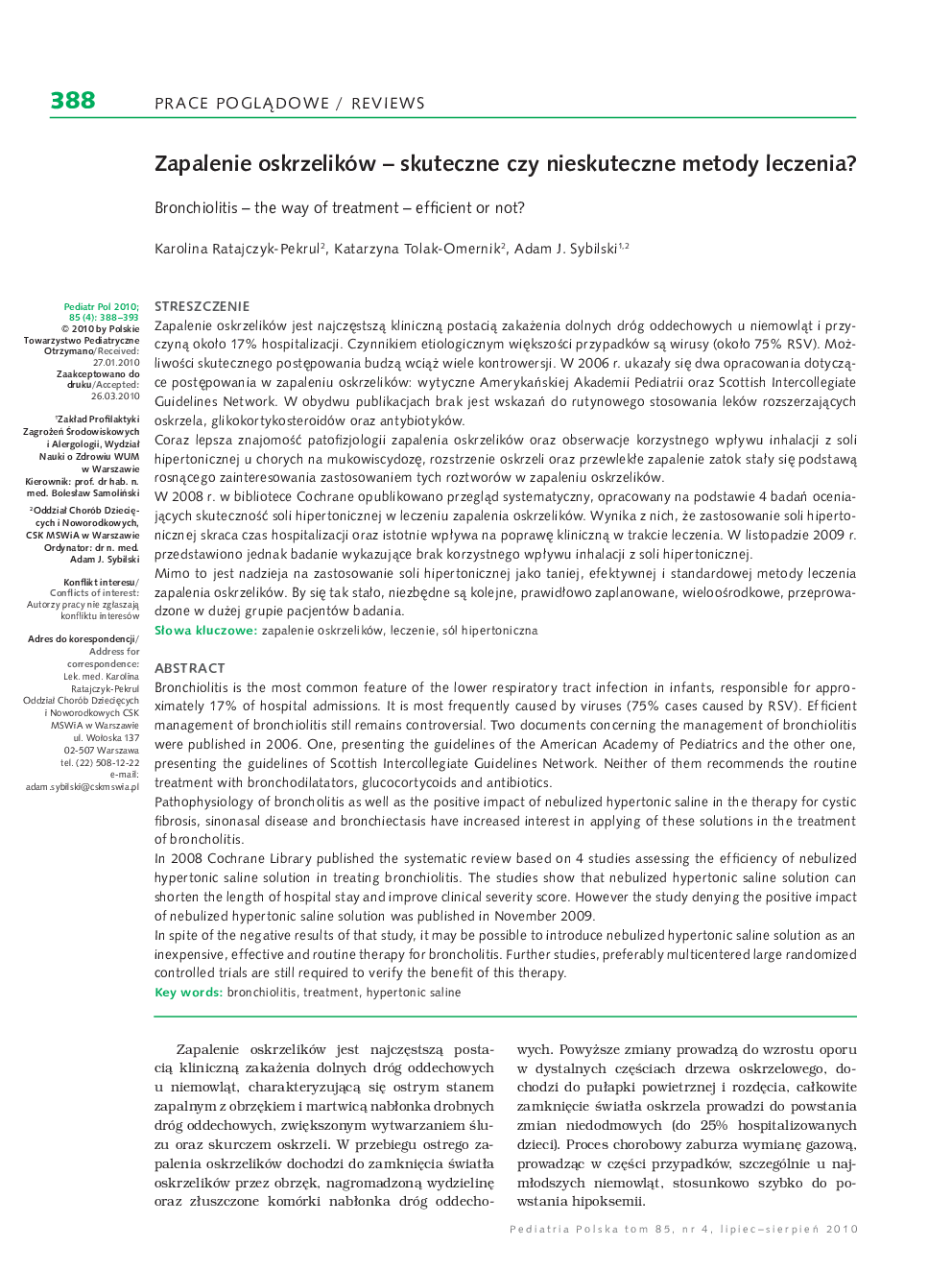 Zapalenie oskrzelików - skuteczne czy nieskuteczne metody leczenia?