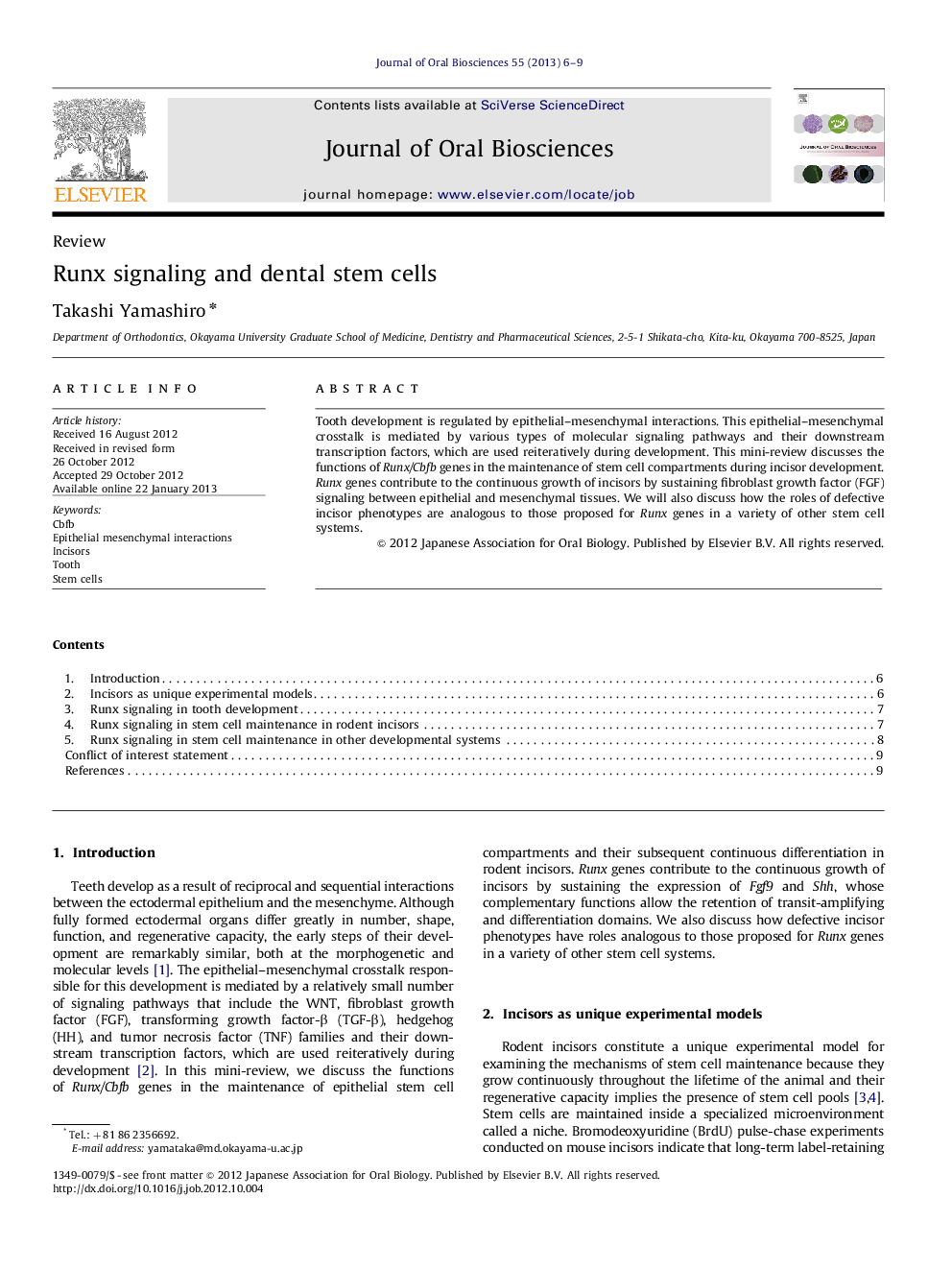 Runx signaling and dental stem cells