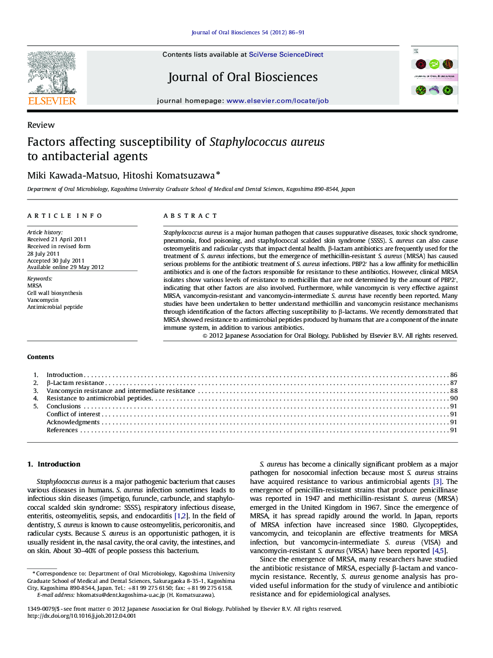 Factors affecting susceptibility of Staphylococcus aureus to antibacterial agents