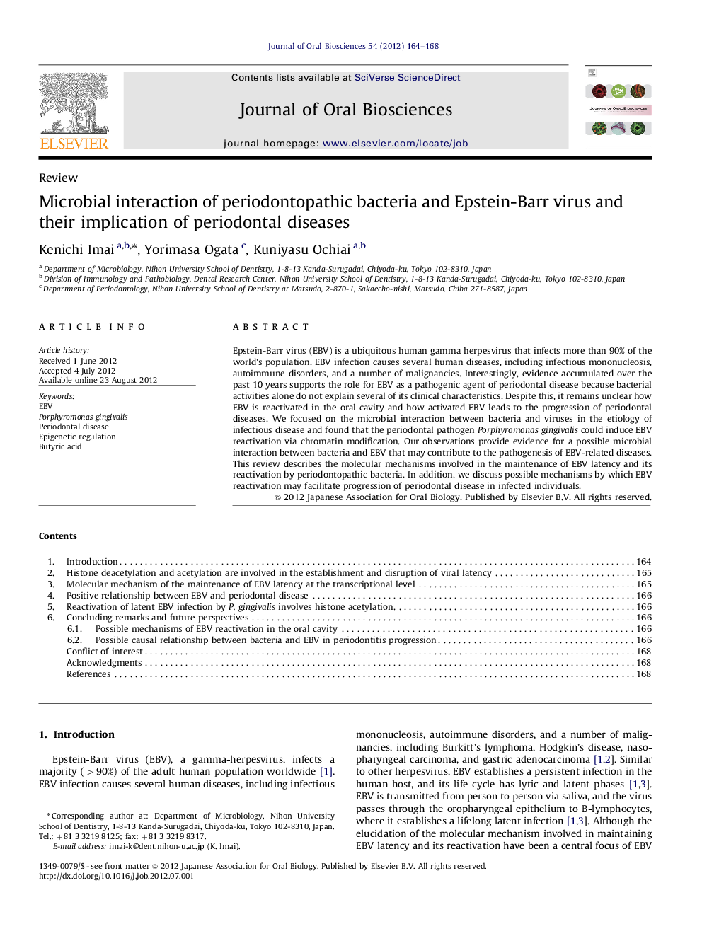 Microbial interaction of periodontopathic bacteria and Epstein-Barr virus and their implication of periodontal diseases