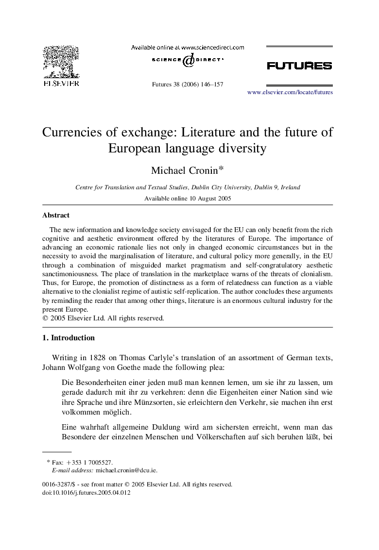 Currencies of exchange: Literature and the future of European language diversity