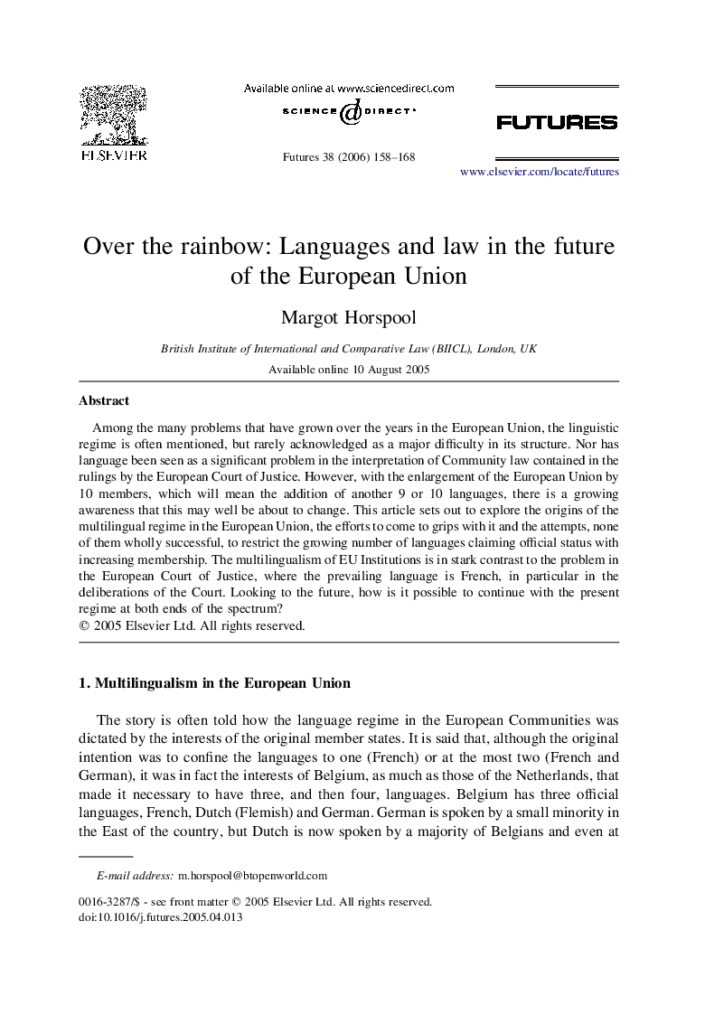Over the rainbow: Languages and law in the future of the European Union