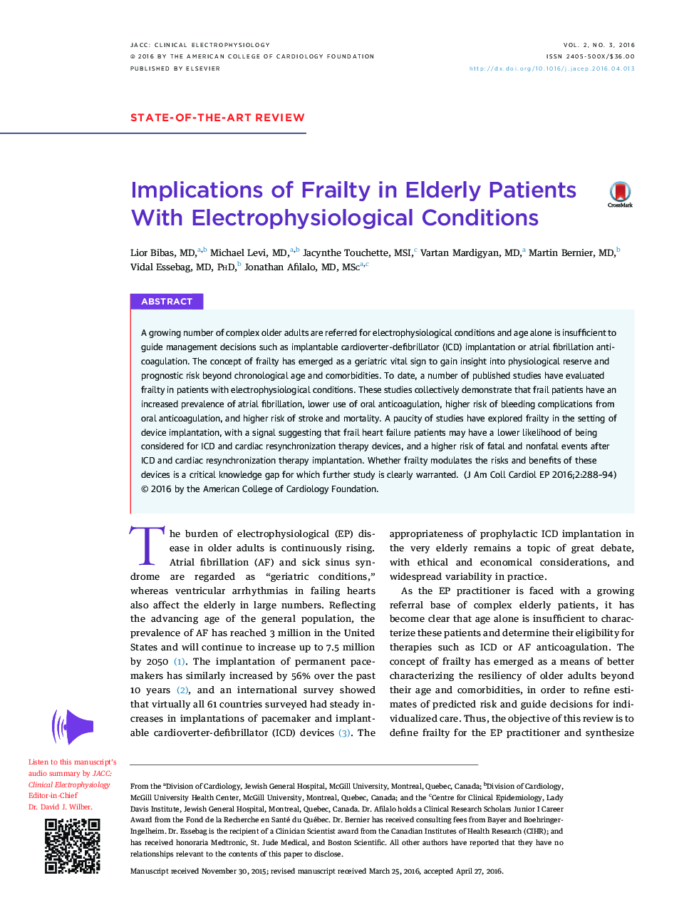 پیامدهای ناامیدی در بیماران سالمند با شرایط الکتروفیزیولوژیک 