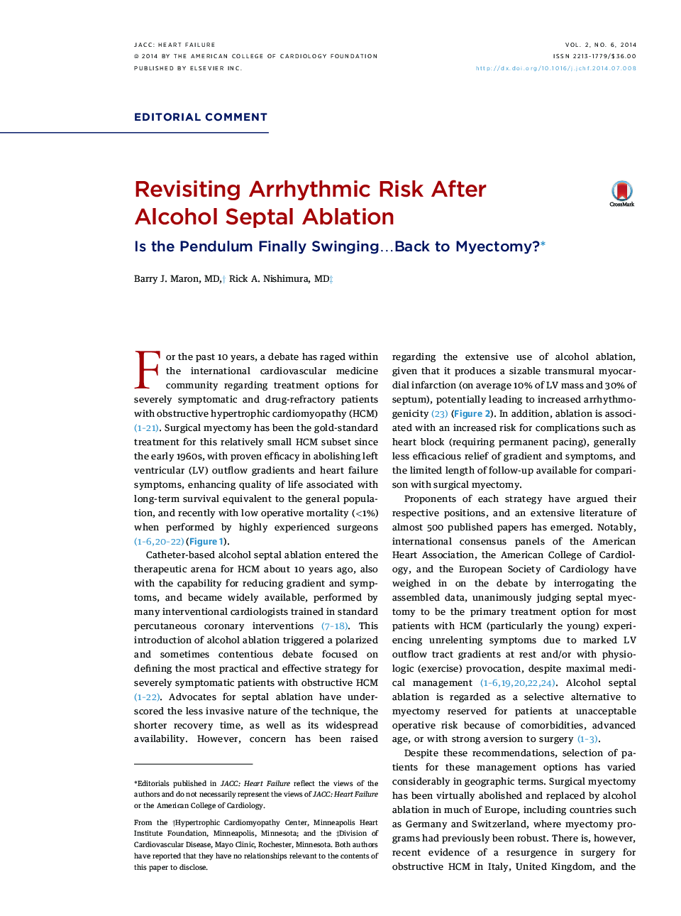 Revisiting Arrhythmic Risk After AlcoholÂ Septal Ablation