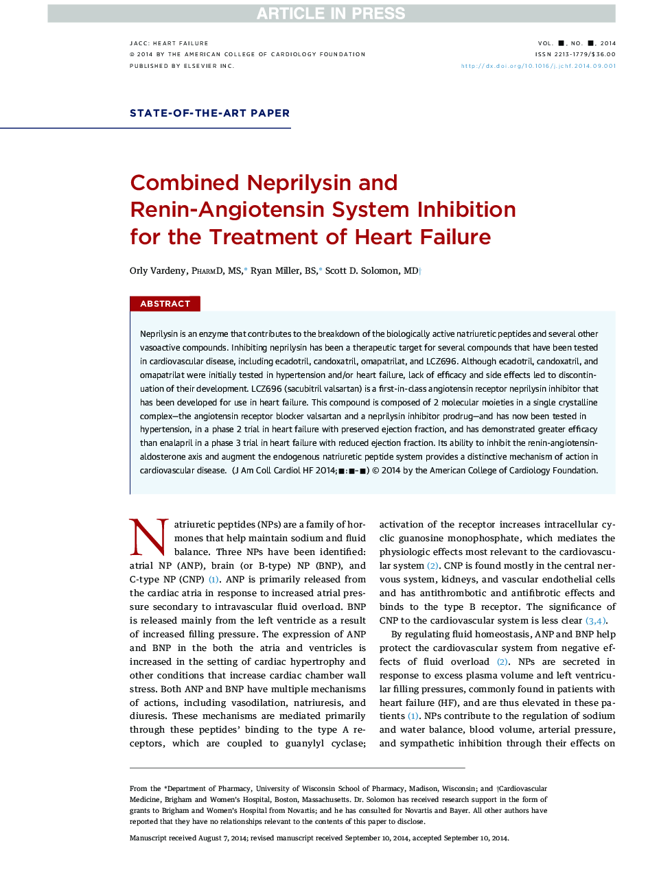 Combined Neprilysin and Renin-Angiotensin System Inhibition for the Treatment of Heart Failure