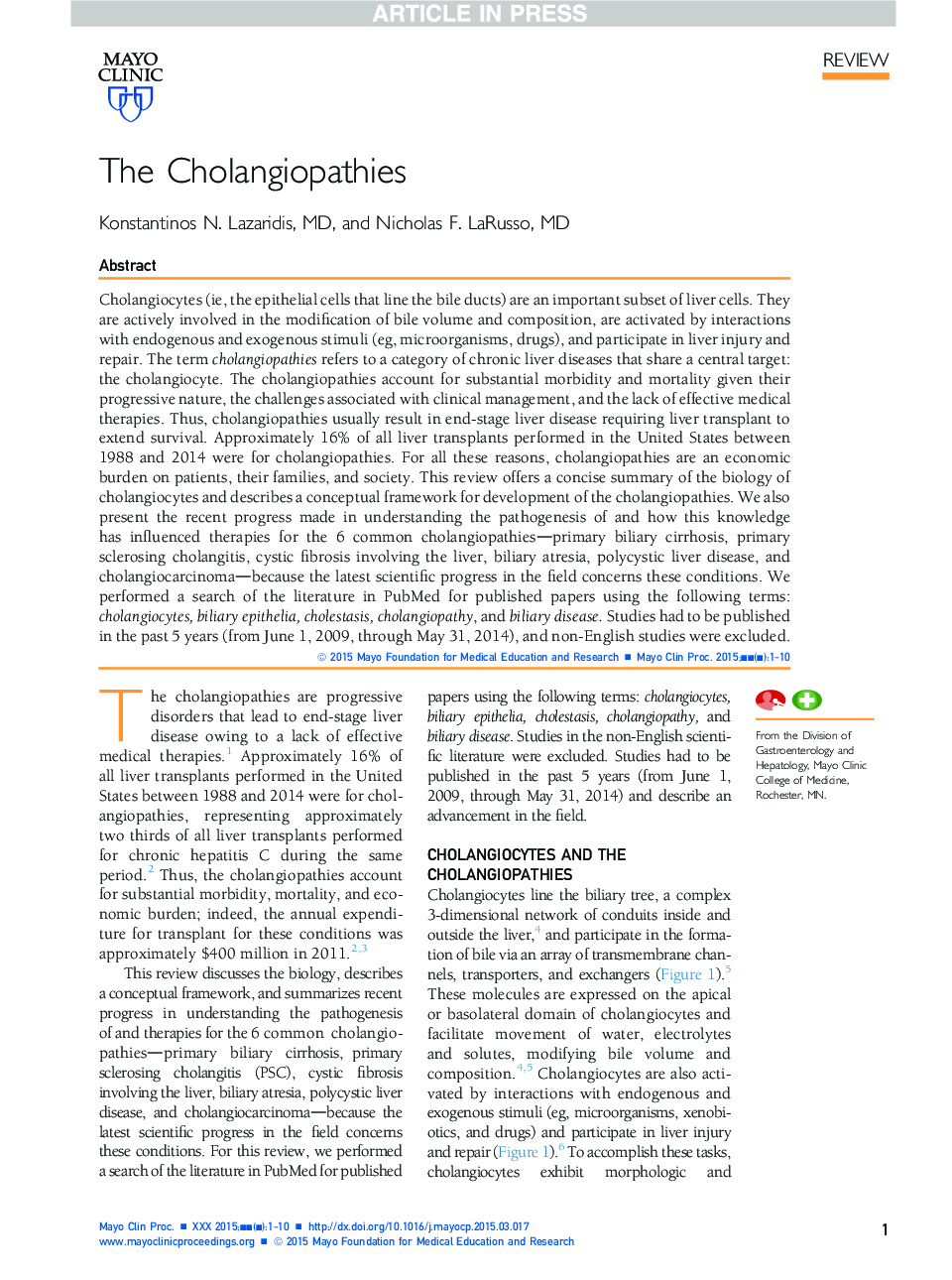 The Cholangiopathies