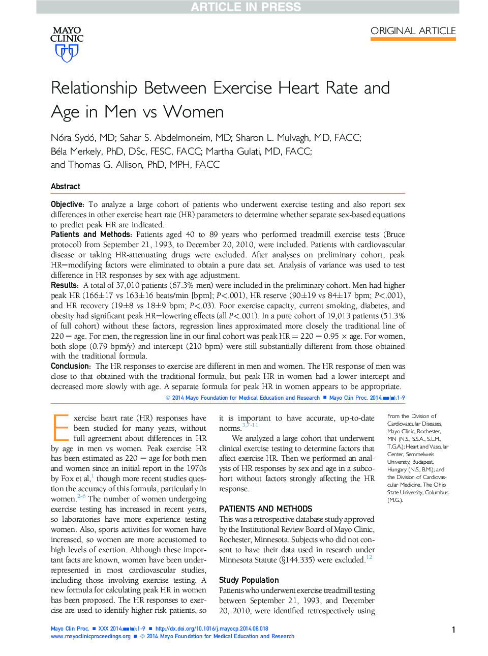 رابطه بین میزان ضربان قلب و سن در مردان و زنان 