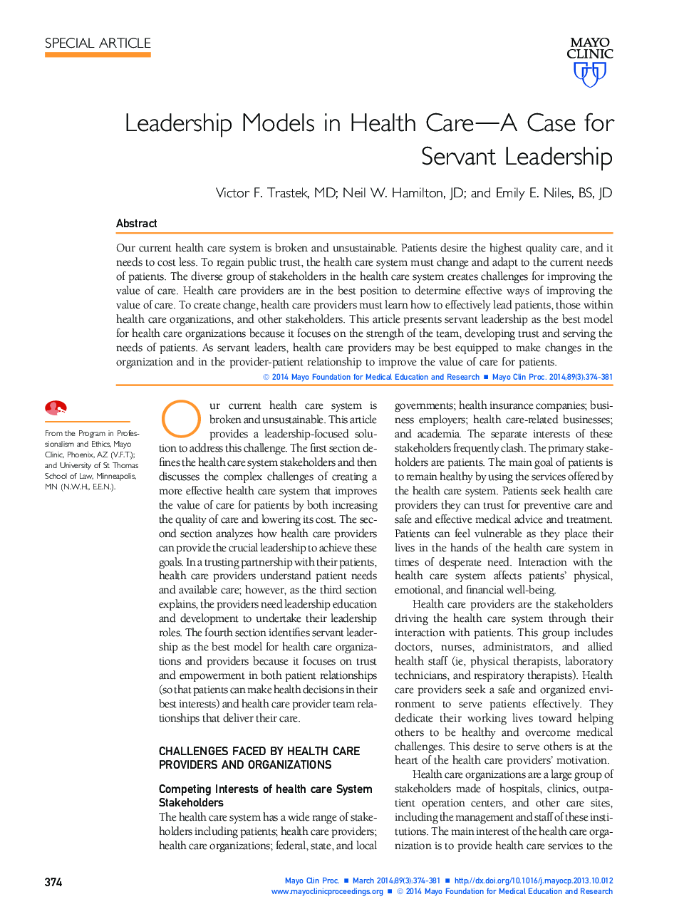 مدل های رهبری در مراقبت های بهداشتی - مورد برای رهبری خدمتکار 