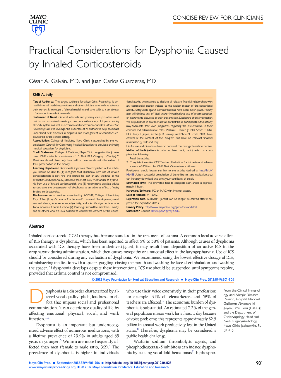 Practical Considerations for Dysphonia Caused by Inhaled Corticosteroids