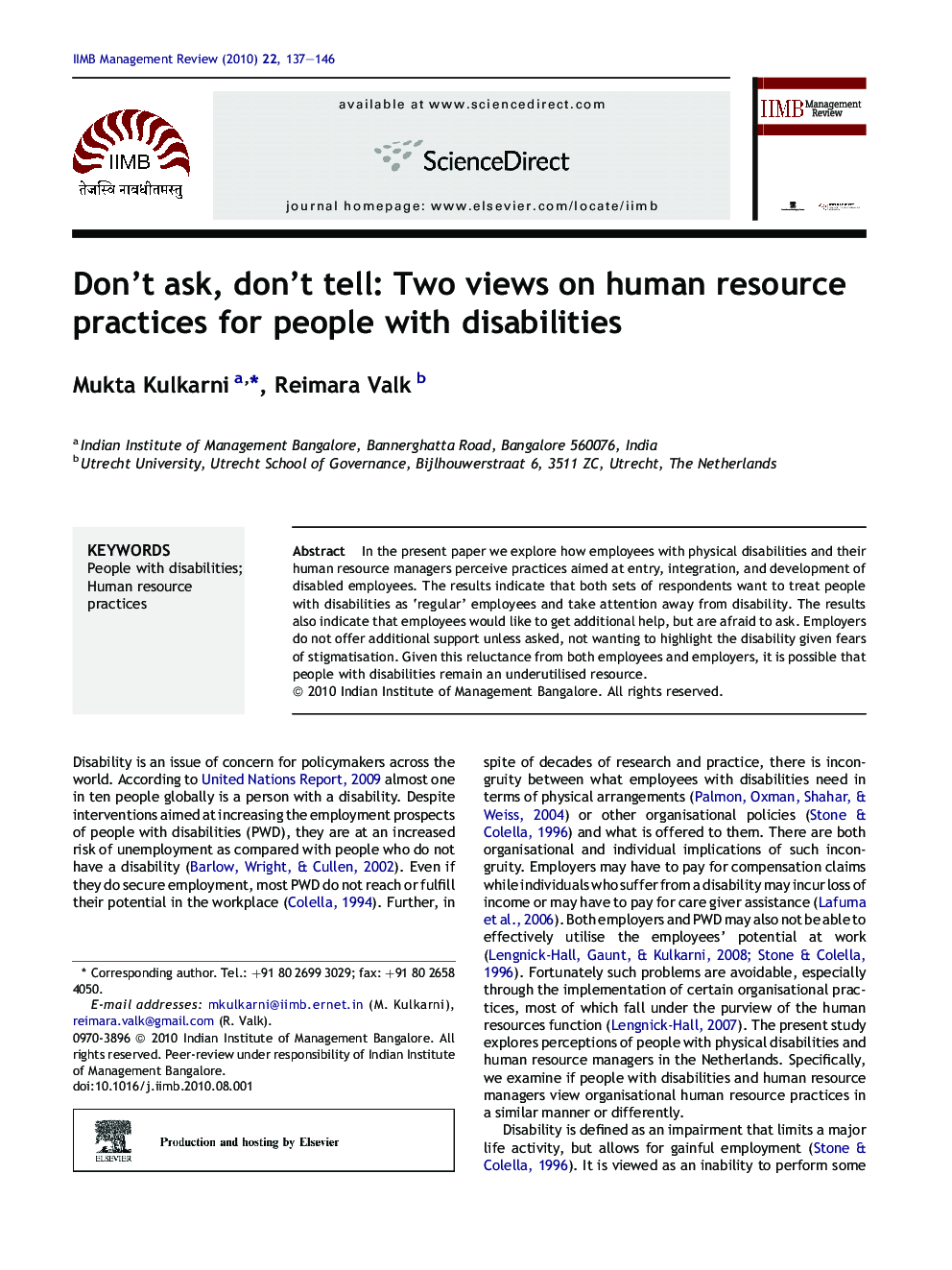Don’t ask, don’t tell: Two views on human resource practices for people with disabilities