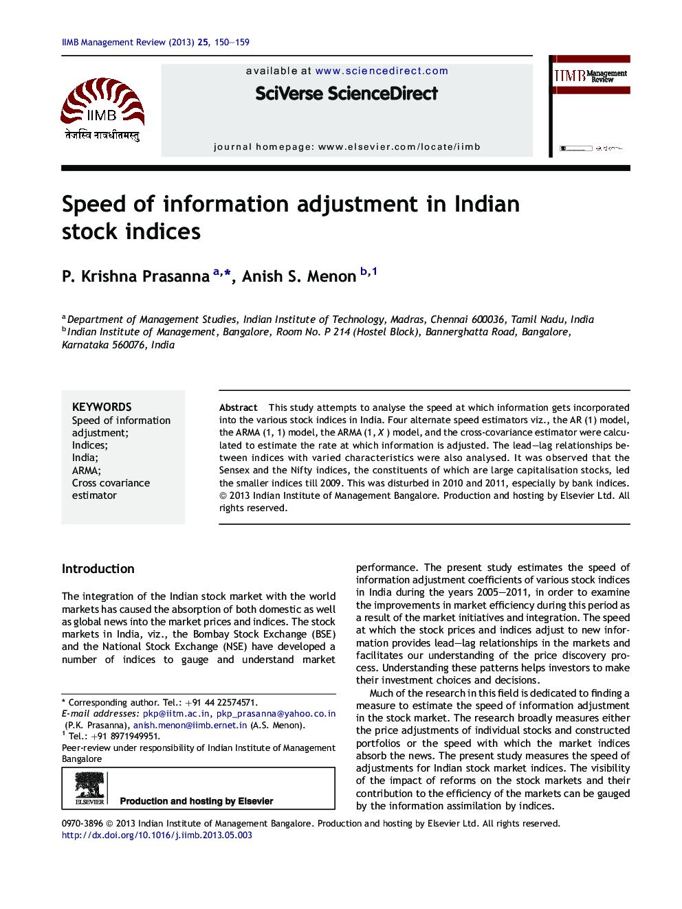 Speed of information adjustment in Indian stock indices 