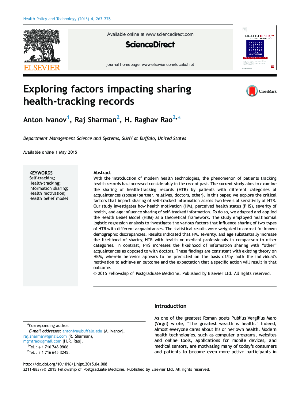 Exploring factors impacting sharing health-tracking records