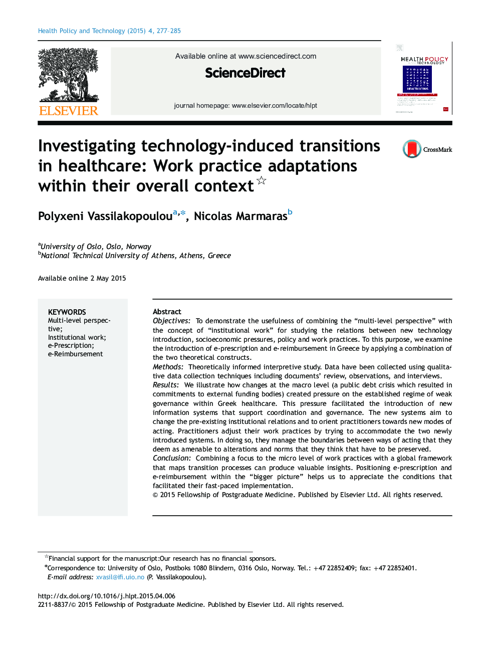 Investigating technology-induced transitions in healthcare: Work practice adaptations within their overall context