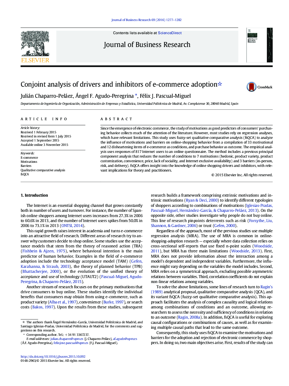 Conjoint analysis of drivers and inhibitors of e-commerce adoption 