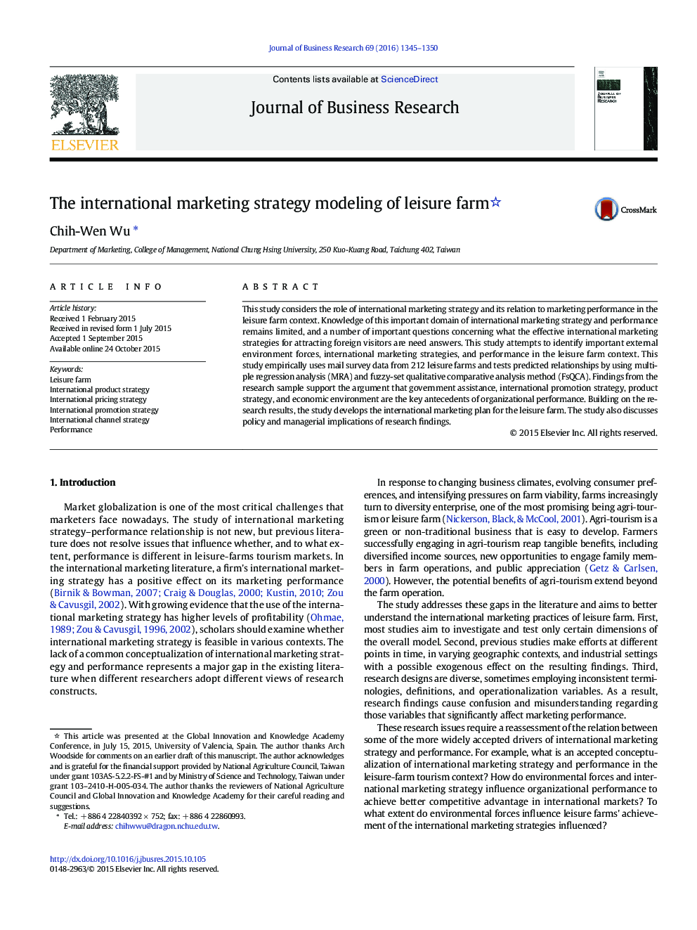 The international marketing strategy modeling of leisure farm 