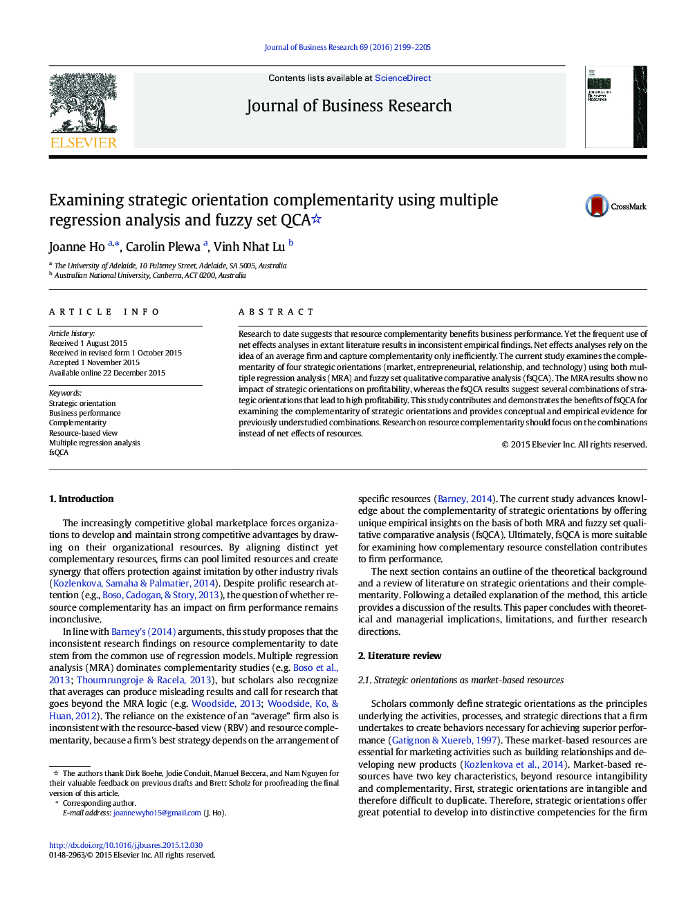 Examining strategic orientation complementarity using multiple regression analysis and fuzzy set QCA 