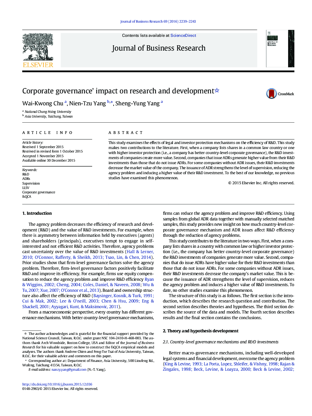 Corporate governance’ impact on research and development 