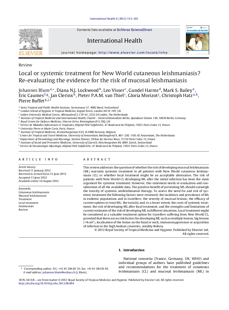 Local or systemic treatment for New World cutaneous leishmaniasis? Re-evaluating the evidence for the risk of mucosal leishmaniasis