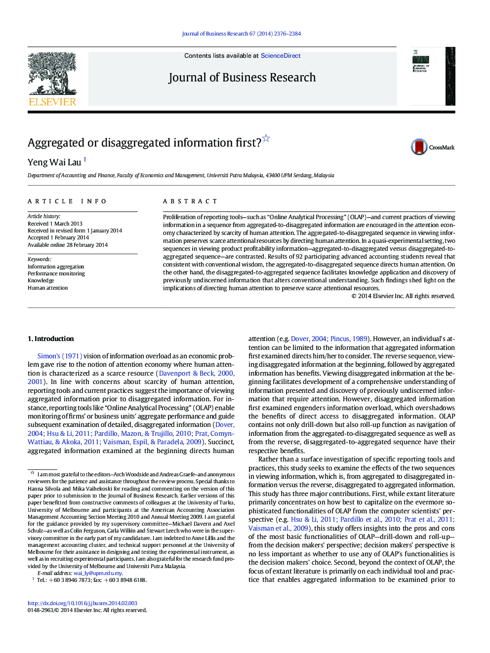 Aggregated or disaggregated information first? 