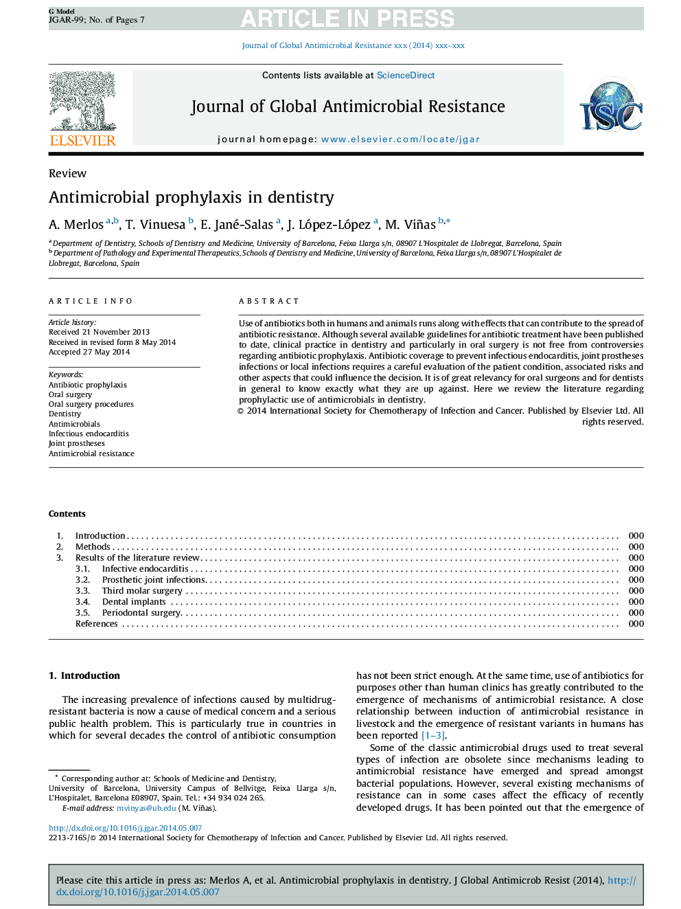Antimicrobial prophylaxis in dentistry