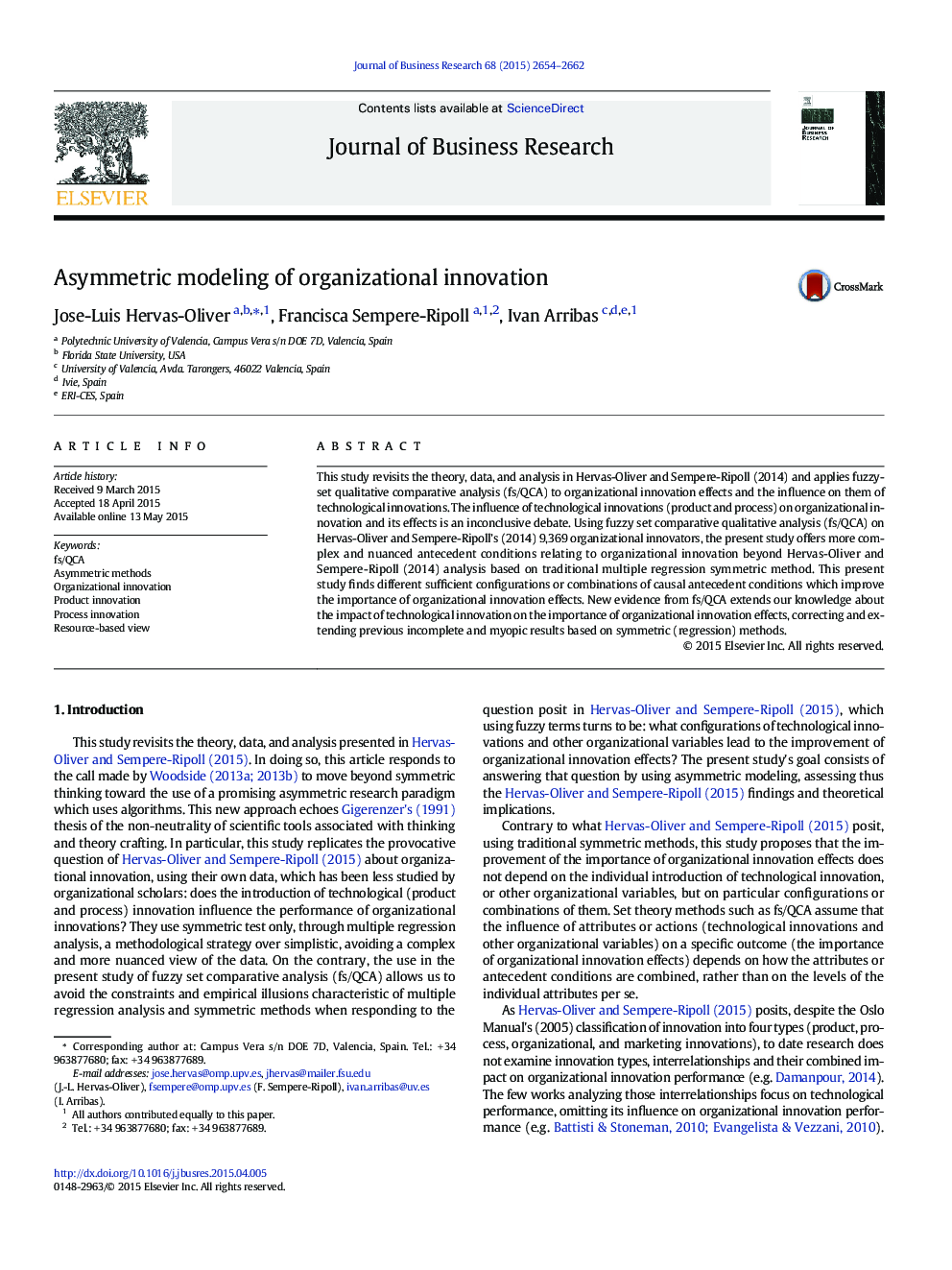 Asymmetric modeling of organizational innovation