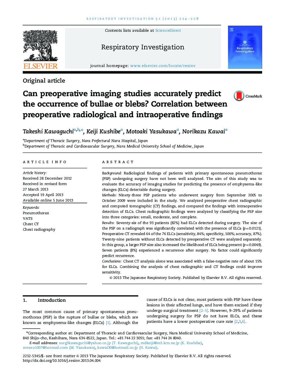 Can preoperative imaging studies accurately predict the occurrence of bullae or blebs? Correlation between preoperative radiological and intraoperative findings