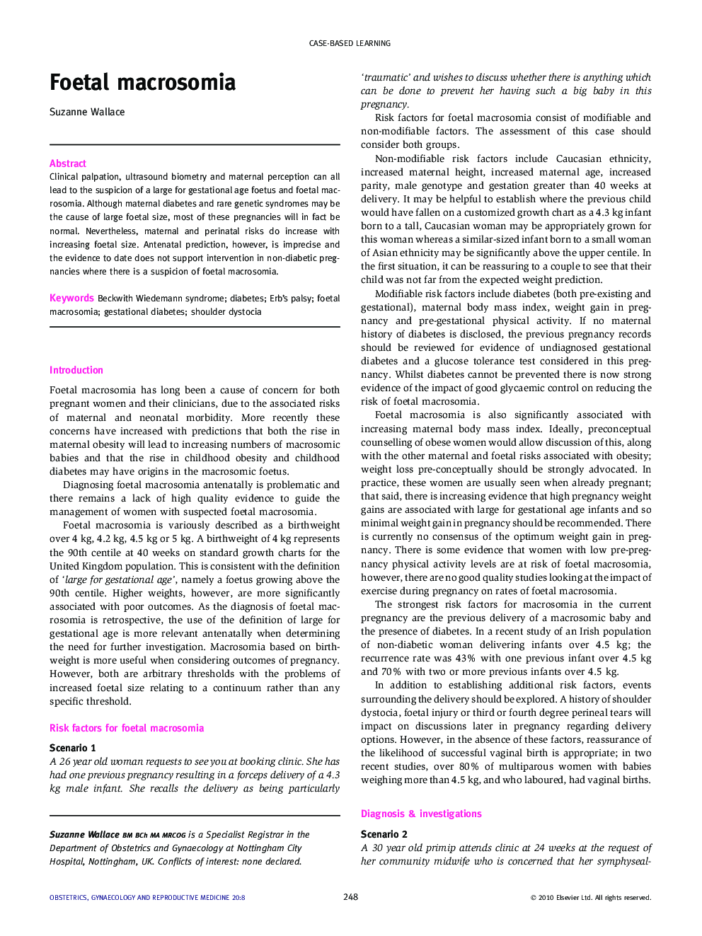 Foetal macrosomia