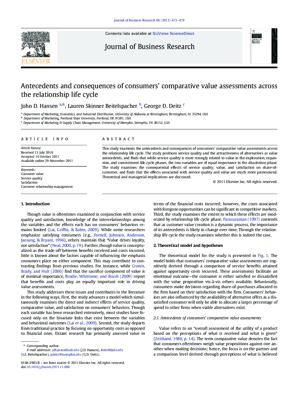 Antecedents and consequences of consumers' comparative value assessments across the relationship life cycle