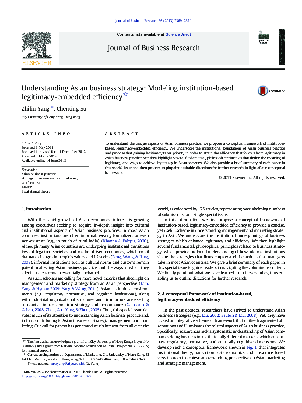 Understanding Asian business strategy: Modeling institution-based legitimacy-embedded efficiency 